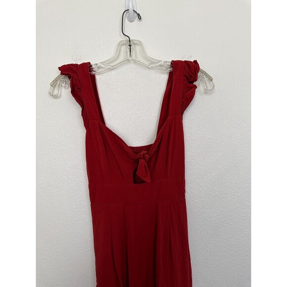 L*SPACE Pasadena Tie Front Smock Back Jumpsuit Rust Red Beach Women's Size XS - Picture 3 of 13